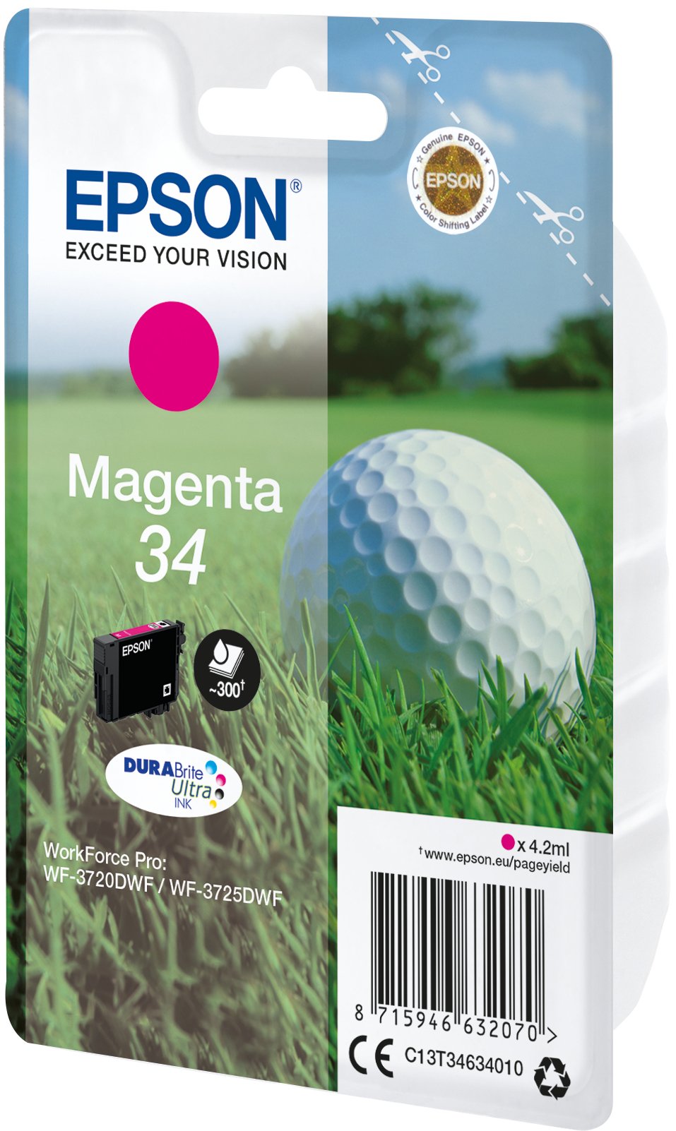 Tinta Original Epson 34 Magenta Para Epson Wf-3720dwf, Wf-3725dwf