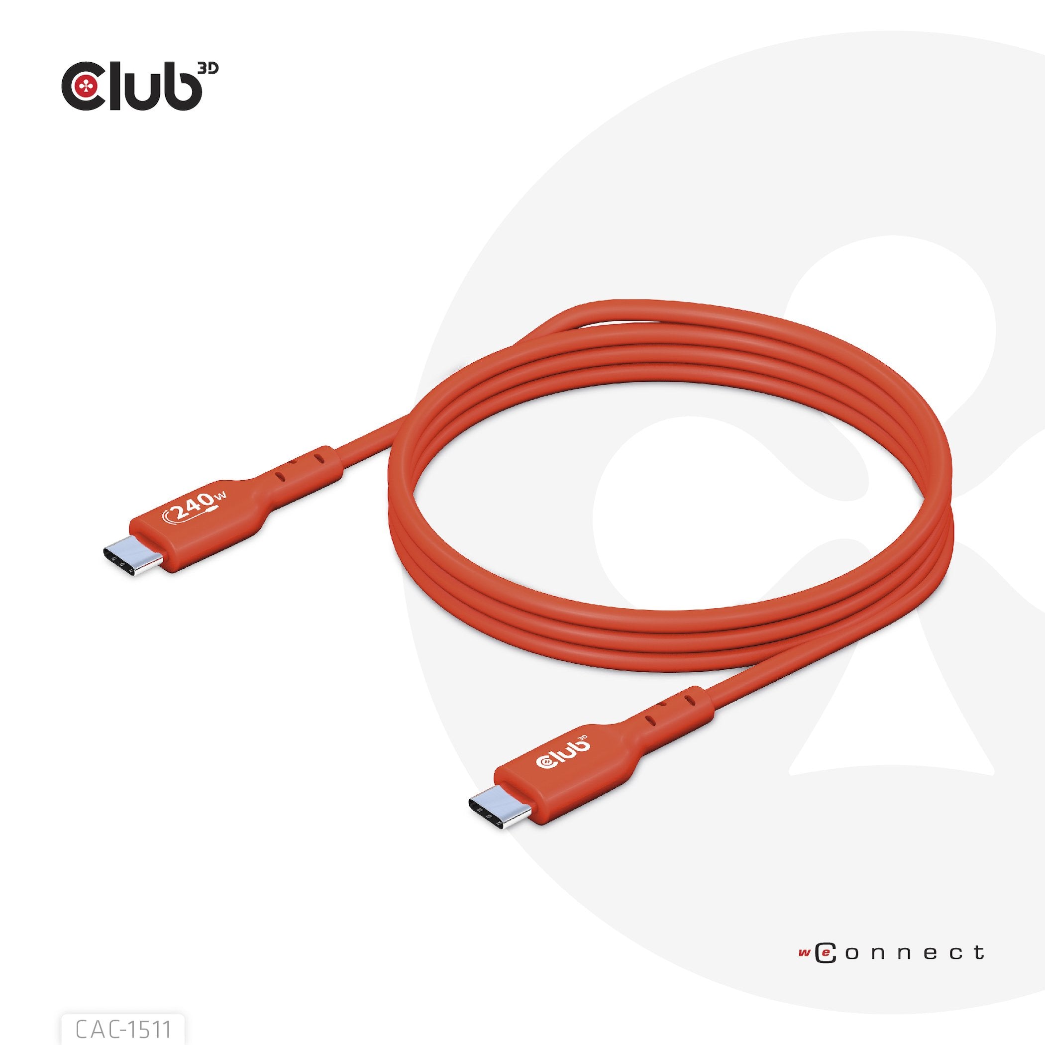 Club3d Cable Usb 2 Typ C Pd 240w 480placa Base 1m M/M Retail