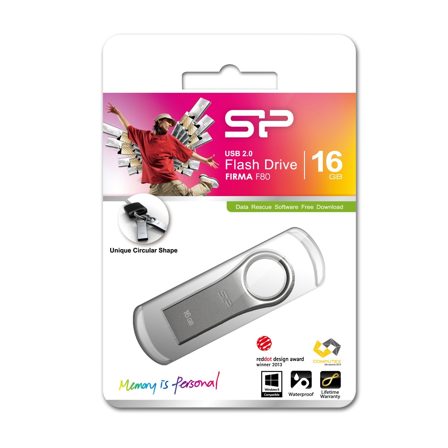 Pendrive 16gb Silicon Power Usb2.0 F80 Silver/Zinc Case