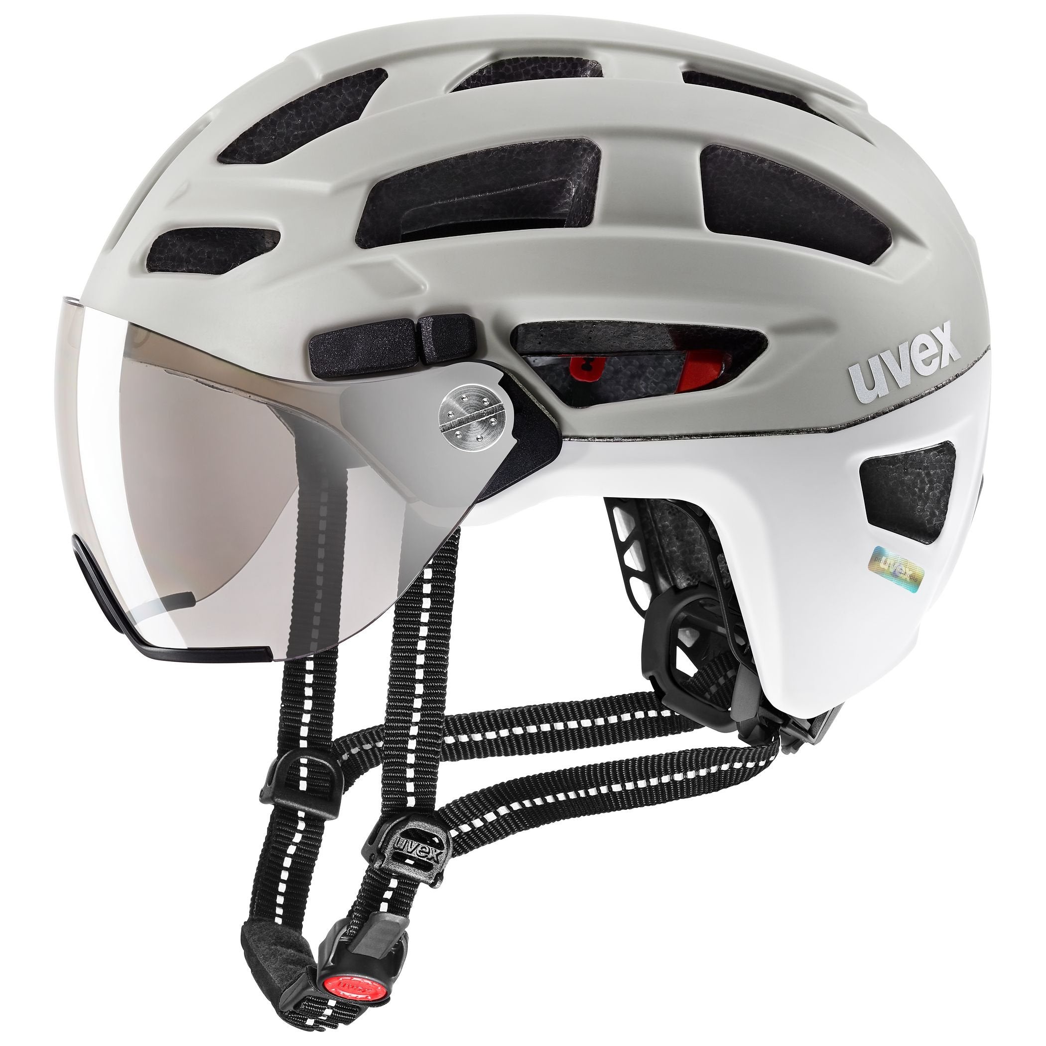 Casco De Ciclismo Uvex Finale Con Visera, Talla 56-61 Cm, Color Arena/Blanco Mate.