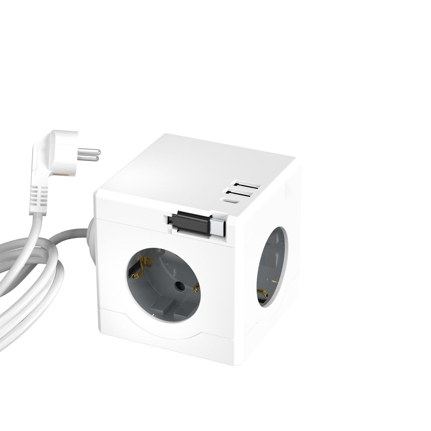Powercube, 3 Schuko Outlets, 2 Usb A Ports, 1 Usb-C Port