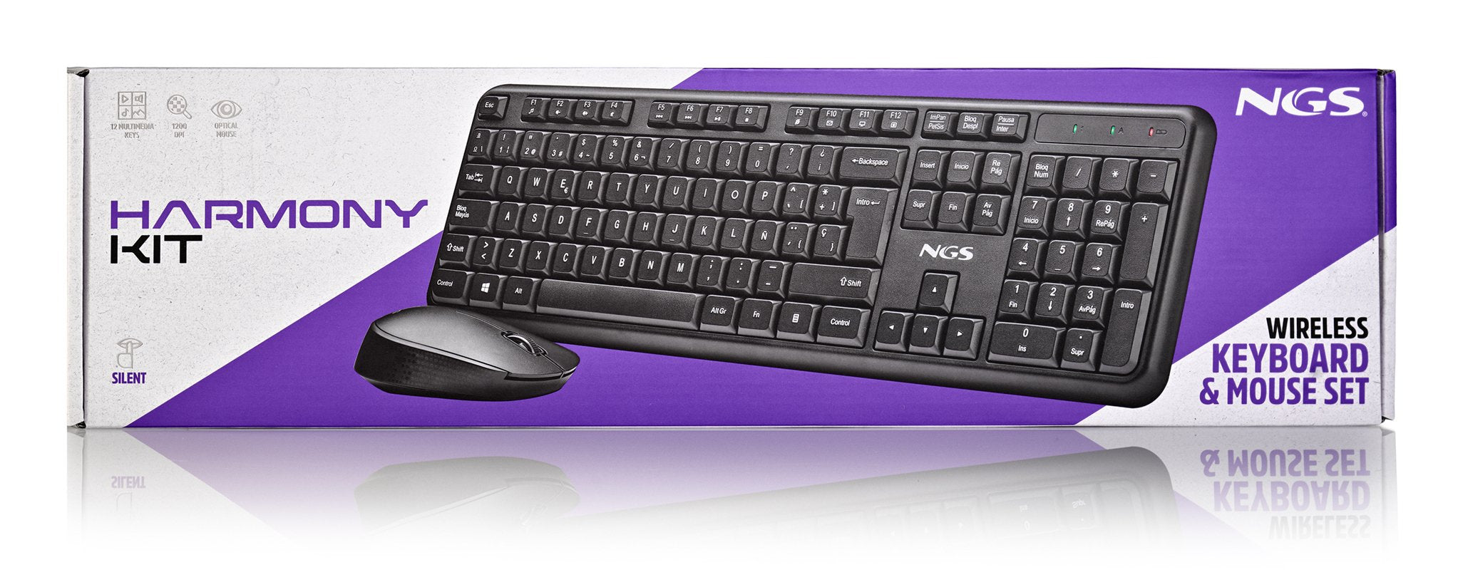 EAN 8435430627473 - NGS HARMONY KIT (QUERTY, ES) teclado Ratón incluido Universal RF inalámbrico QWERTY Español Negro imagen 6