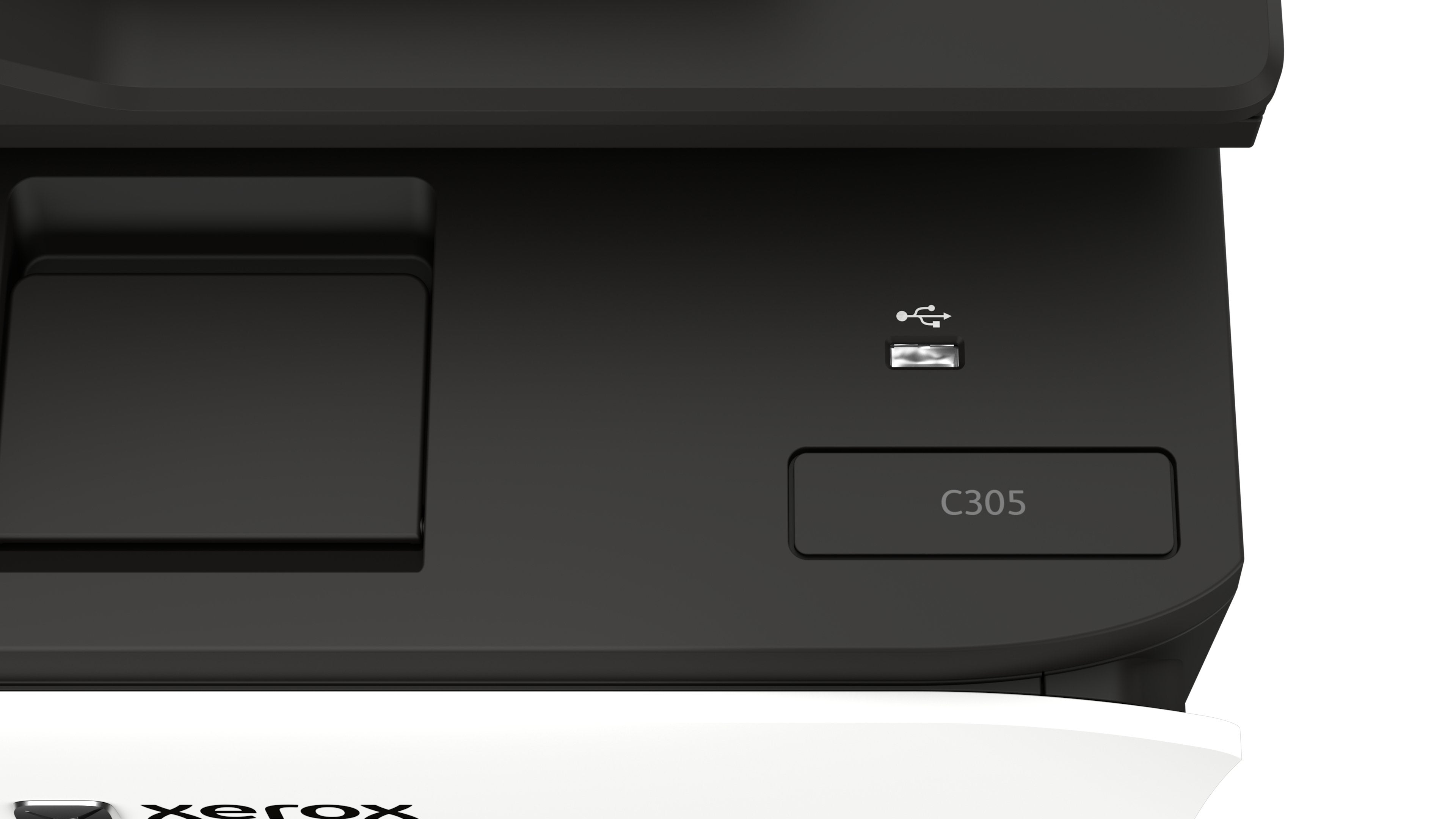 Xerox C305v/Aeeu Impresora Multifunción Color Laser A4/Legal (Material) Hasta 30 Ppm (Copiando) Hasta 30 Ppm (Impresión) 250 Hojas 33.6 Kbps Usb 2.0 Gigabit Lan Wi-Fi(Ac) Host Usb 2.0