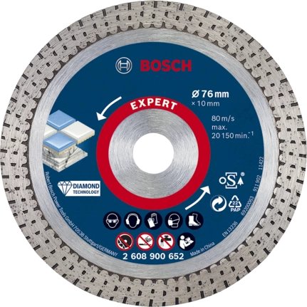 Disco De Corte De Diamante Bosch Expert Hardceramic, Ø 76 Mm (Diámetro Interior De 10 Mm, Para Mini Amoladora Angular)