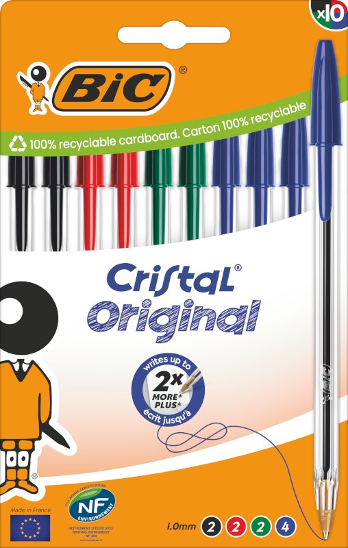 EAN 3086123734760 - BIC 516354 bolígrafo Negro, Azul, Verde, Rojo Medio 10 pieza(s) imagen 1