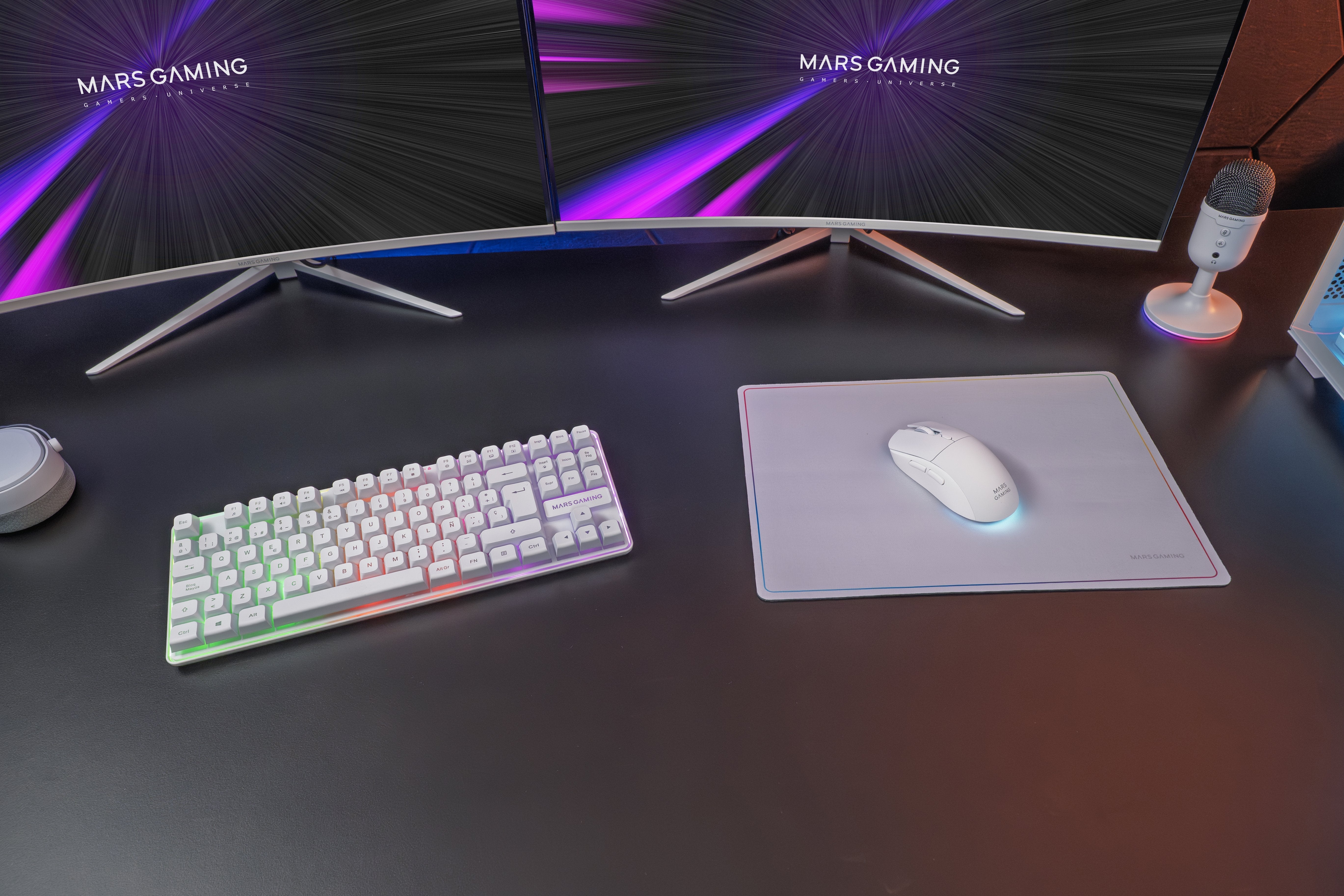 Pack Gamer 3en1 (Calvier/Ratón/Tapis) Mars Gaming Mcpwtkl (Blanco)