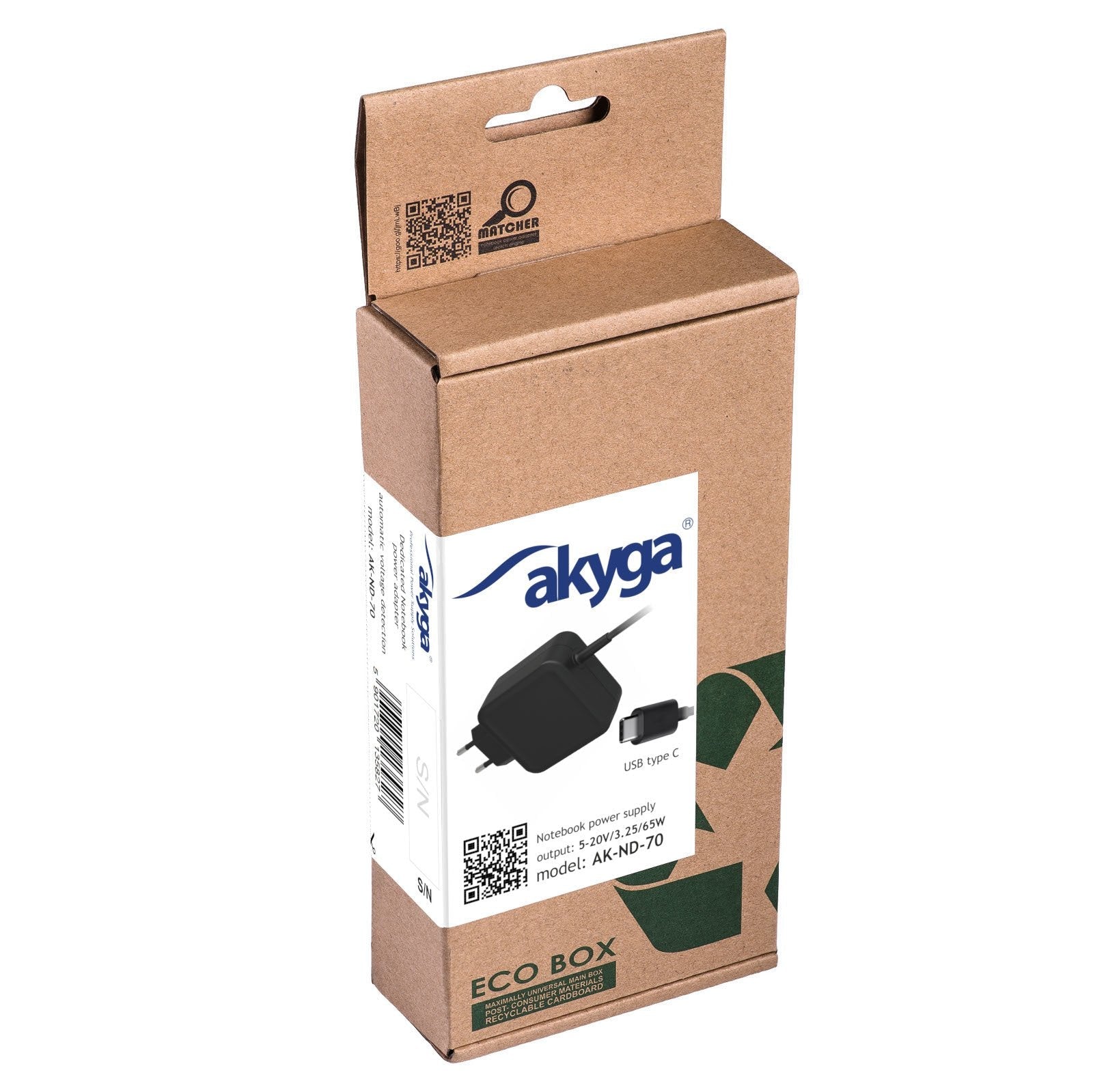 Akyga Ak-Nd-70 Portátil Power Adapter Ak-Nd-70 20v 3.25a 65w Usb Tipo C 1.2m
