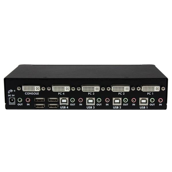 Startech.Com Conmutador Switch Kvm De 4 Puertos De Vídeo Dvi Con Doble Enlace - Audio Usb 2.0