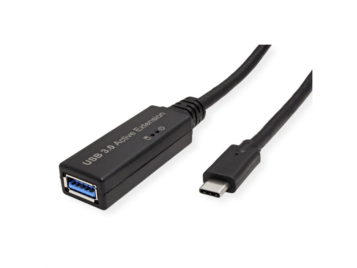 Roline Usb 3.2 Gen 1 Aktives Repeater Cable, Typ A - C, Schwarz, 5 M