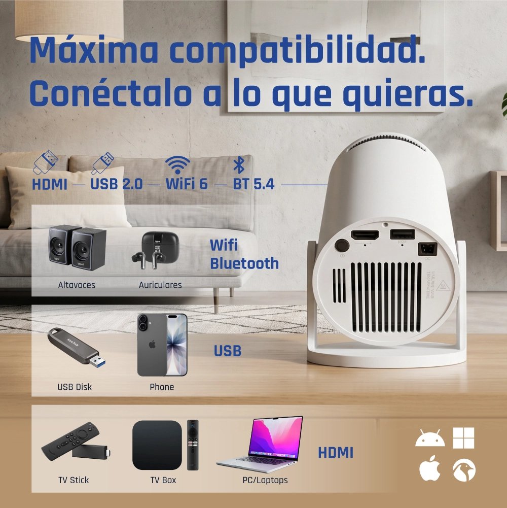 EAN 2521052419063 - iggual IGG318973+IGG318126 videoproyector 120 lúmenes ANSI 720p (1280x720) Blanco imagen 9