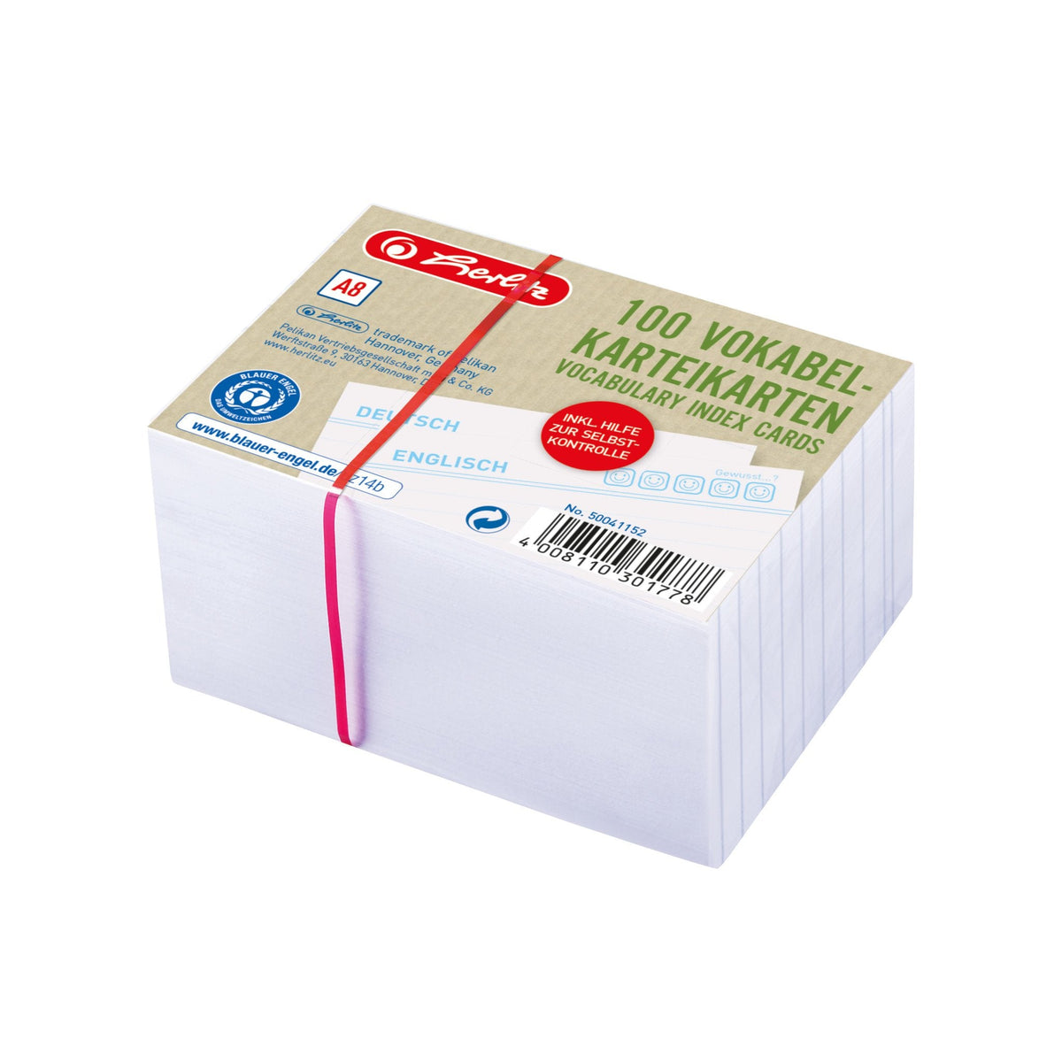Herlitz Karteikarte A8 Vokabeln Rayado Blanco Bl.Engel 100er