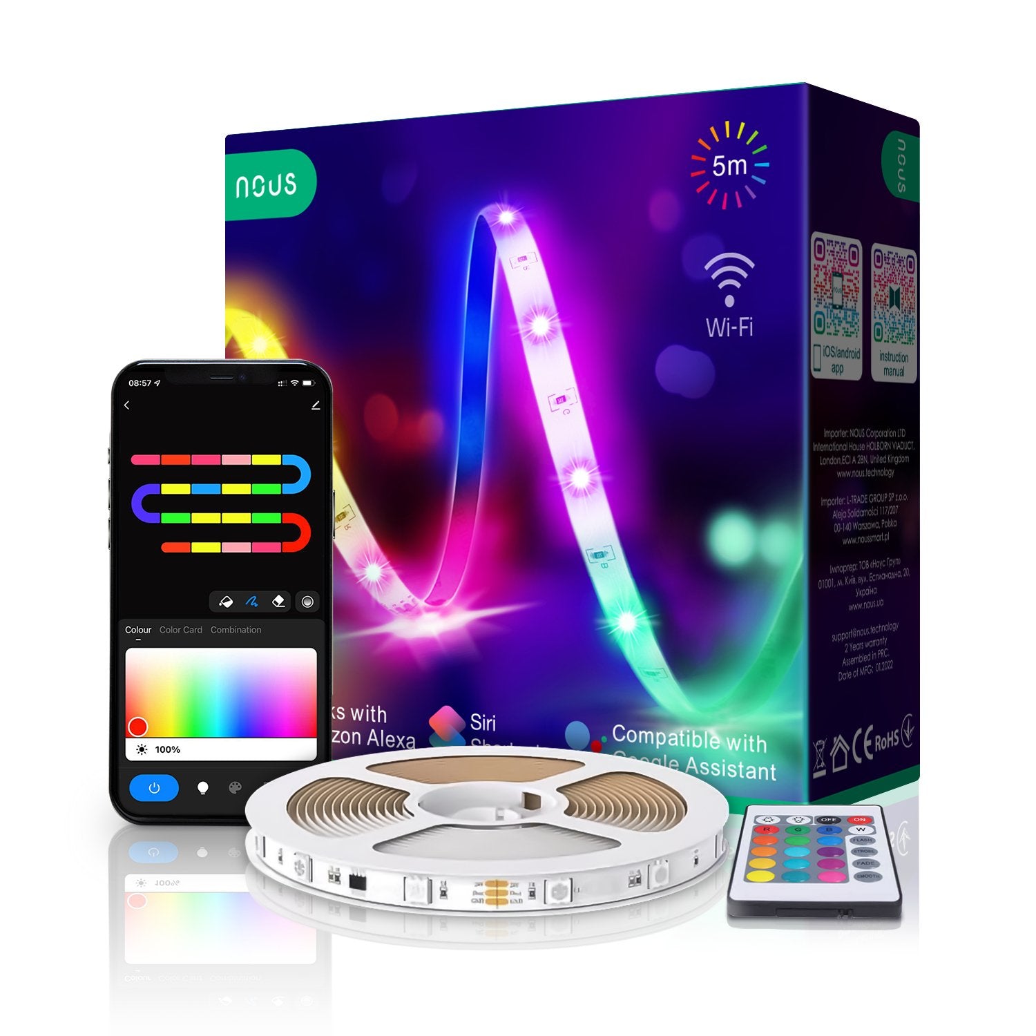 EAN 5907772033739 - Nous 5907772033739 iluminación inteligente Tira de luz inteligente Wi-Fi imagen 1