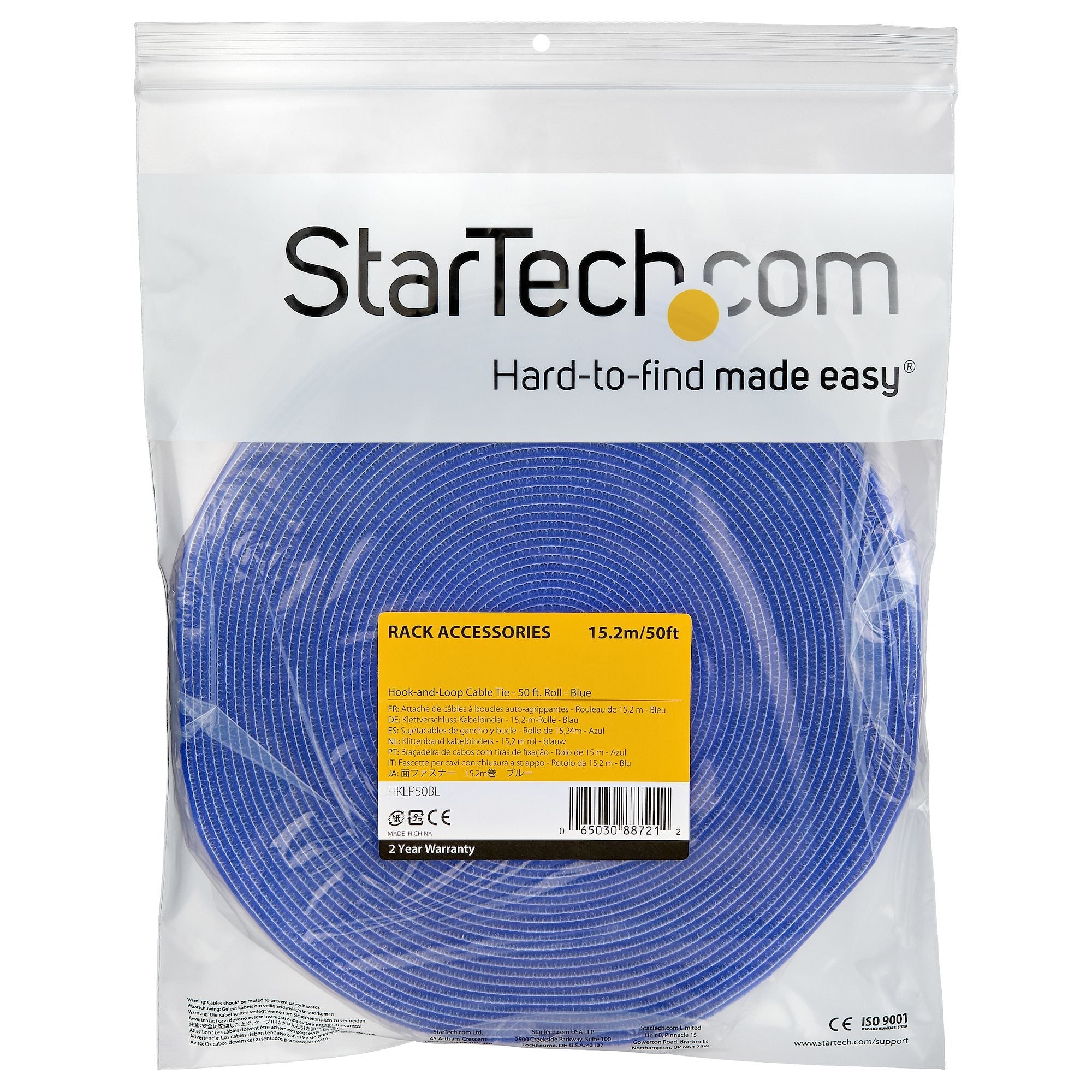 Startech Cinta De Velcro Sujetacable 15m Azul
