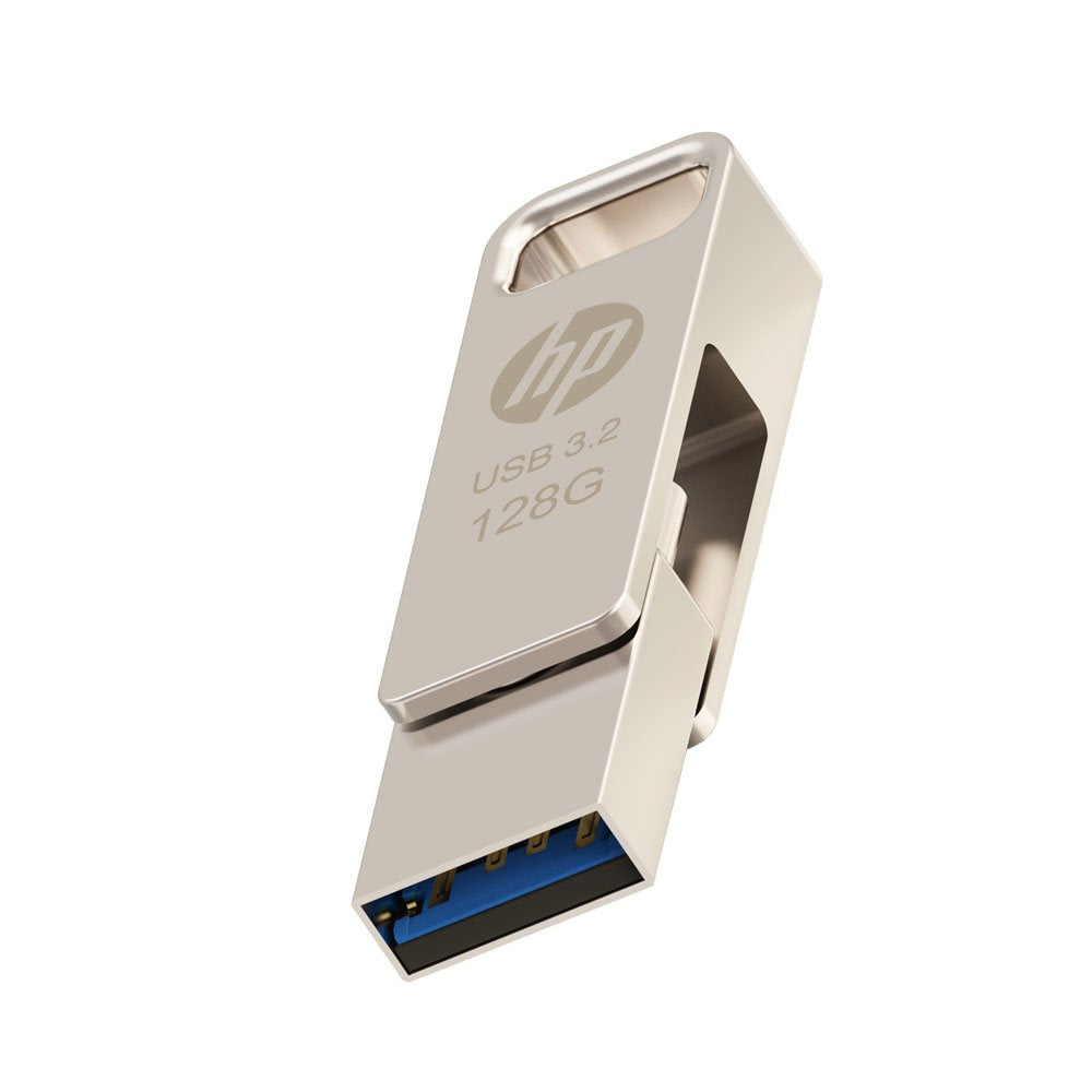Pendrive Usb 3.2 Hp 128gb X206c Otg Type-C Metal