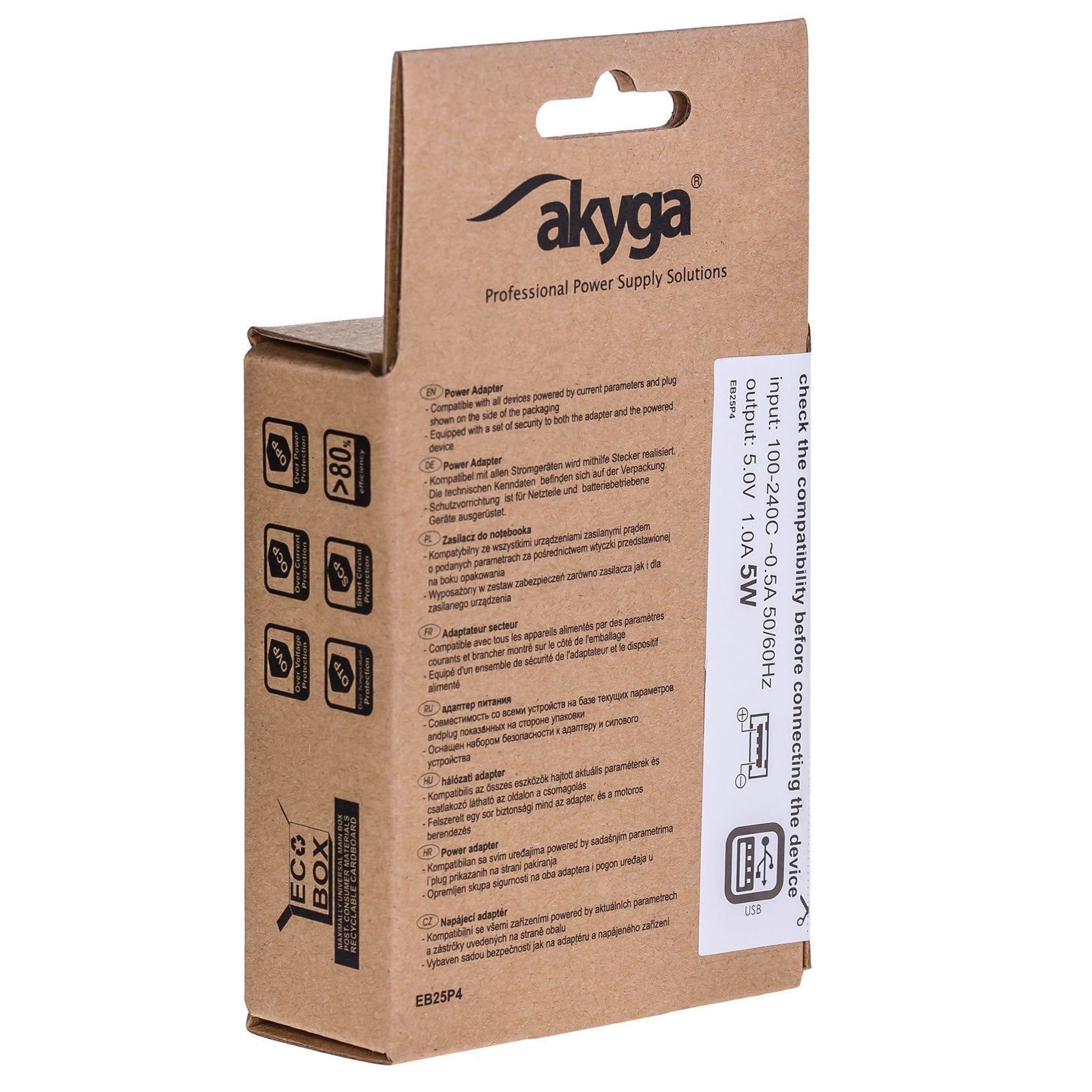 Cargador Usb Akyga Ak-Ch-03bk 240v 1000ma 1xusb Negro