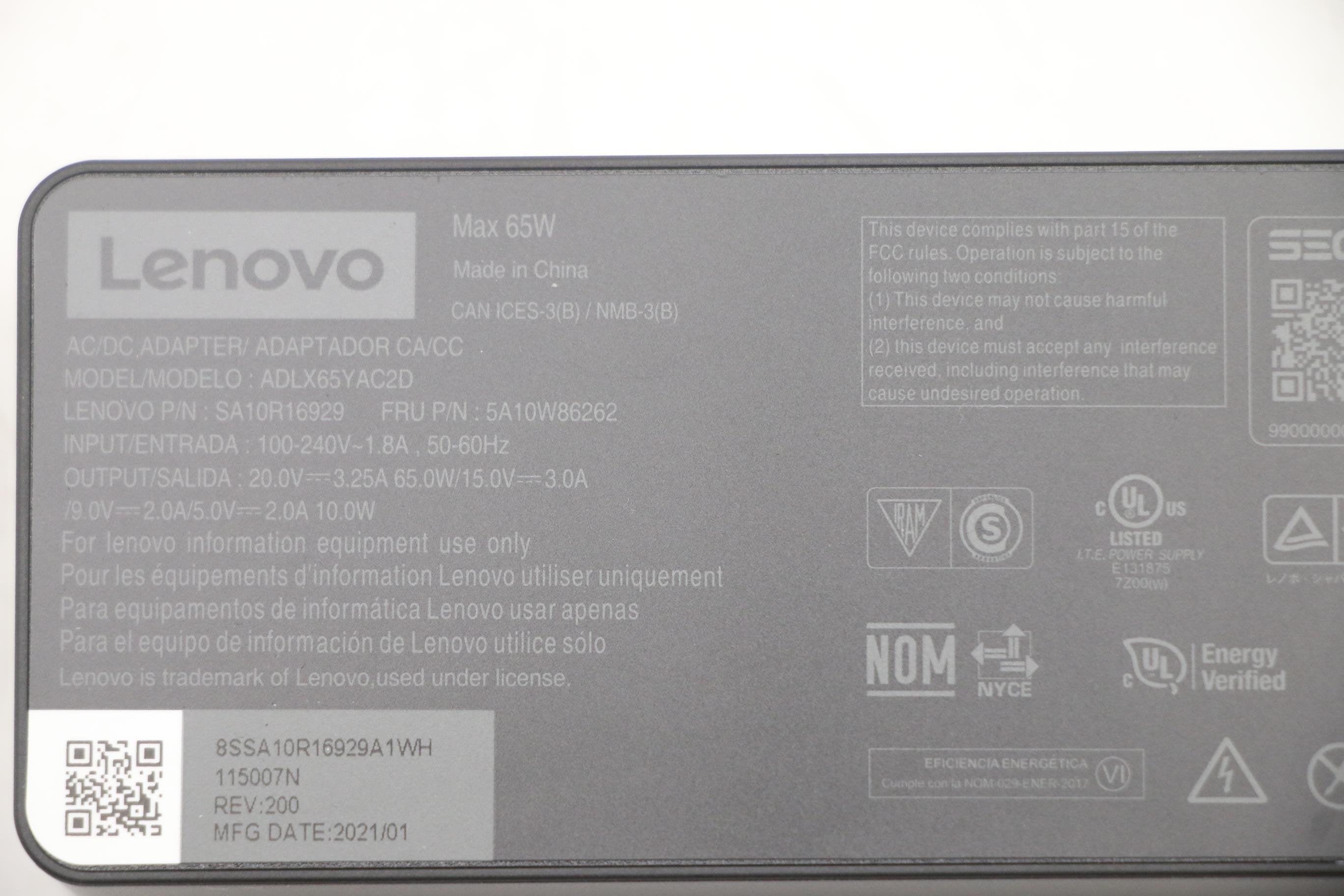 EAN 5704174265917 - Lenovo 5A10W86262 adaptador e inversor de corriente Interior 65 W Negro imagen 8