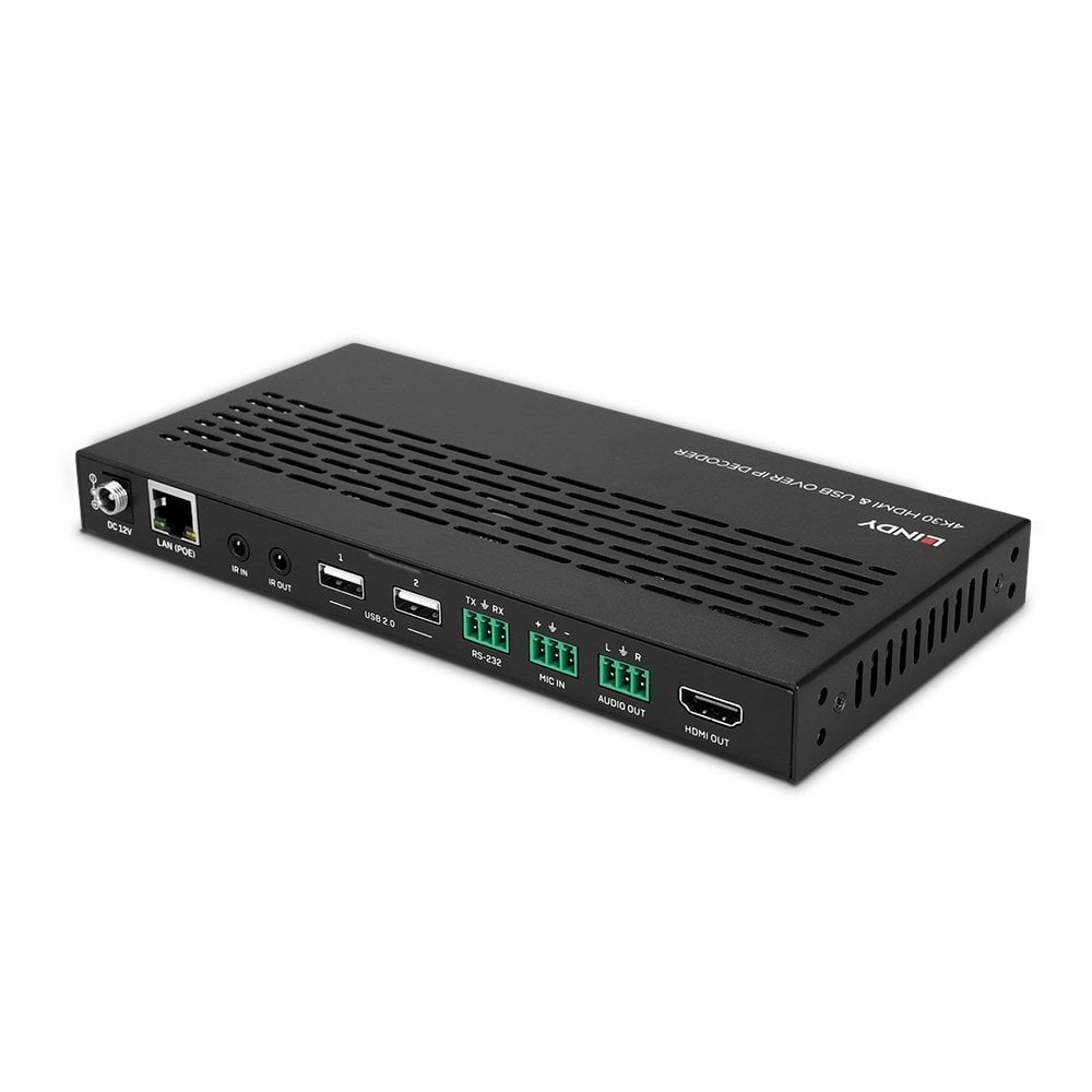 Lindy 4k30 Hdmi Y Usb Sobre Ip Decodificador Multidifusión Y Video Wall