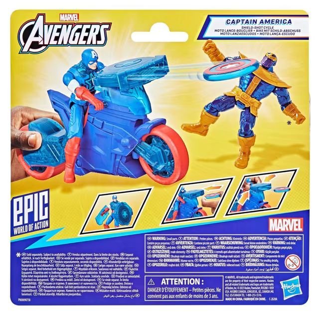 Moto Lanzaescudos + Figura Capitan America Los Vengadores Avengers Marvel