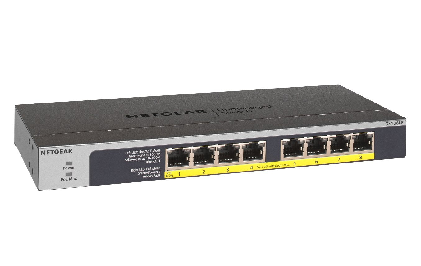 Hub Switch Netgear Gs108lp-100eus 8xgigabit/Pared+Rack/8xpoe Gs108lp-100eus