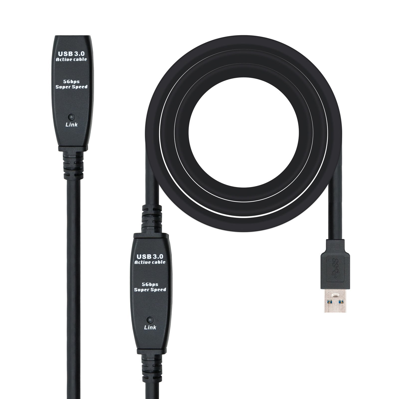 Nanocable Cable Prolongador Con Amplificador Usb-A 3.0 Macho A Usb-A Hembra 10m