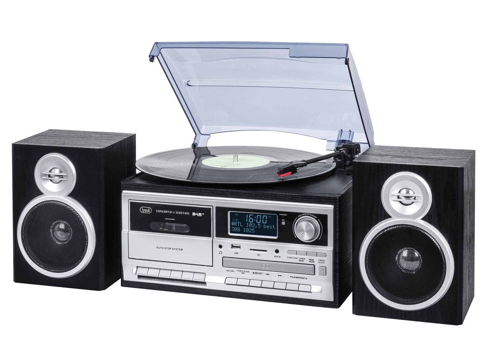 EAN 8011000025841 - Trevi TT 1072 Tocadiscos de tracción directa Negro, Plata Semiautomático imagen 1