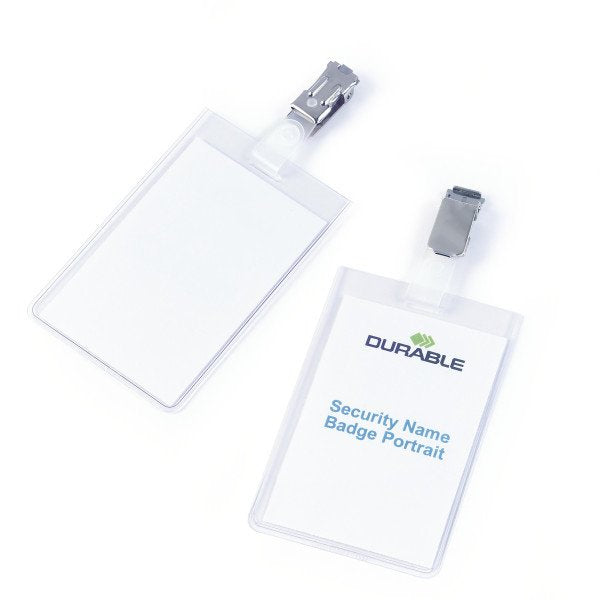 Durable Portanombres Para Identificación 90x60mm Con Clip Giratorio Pack 25 Ud