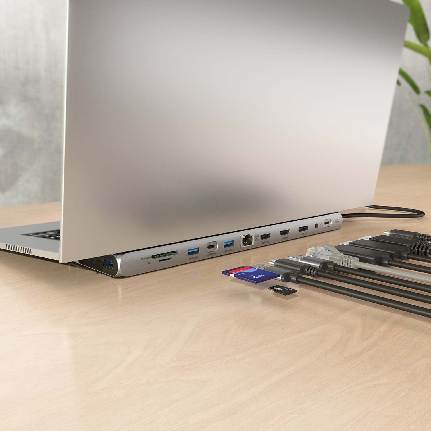 Aisens Usb-C Dock 12 En 1, Usb-C A 2xhdmi, 1xdisplayport, 1xrj45, 3xusb-A, 1xusb-C, 1xusb-C Pd, 1xsd, 1xmicro Sd, 1xaudio, Gris, 30cm