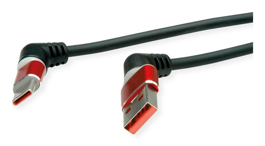 Roline Usb 2.0 Cable Typ-C - Typ-A St St 360 Rotation Schwarz Rot 1m