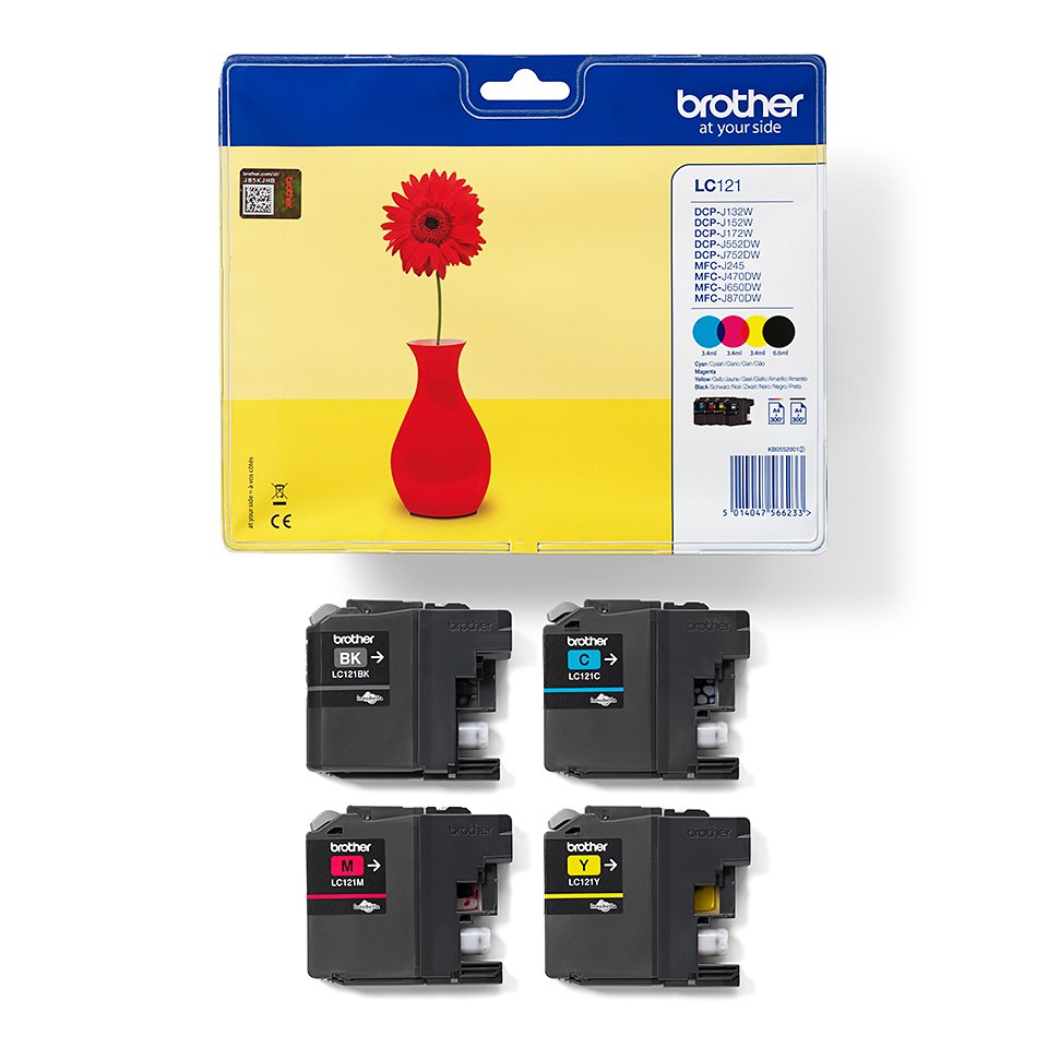 Brother Lc-121valbpdr Cartucho De Tinta Original Negro, Cian, Magenta, Amarillo 4 Pieza(S)