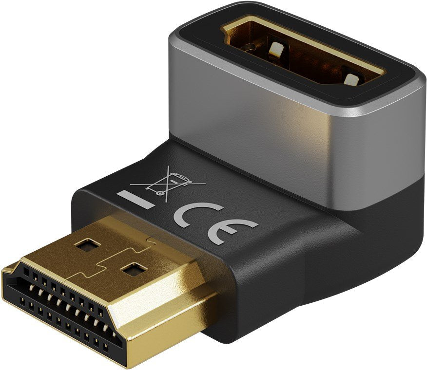 Goobay 72011 Hdmi Angled Adapter 270° Vertical, 8k @ 60 Hz, Gold-Plated, Black, Silver