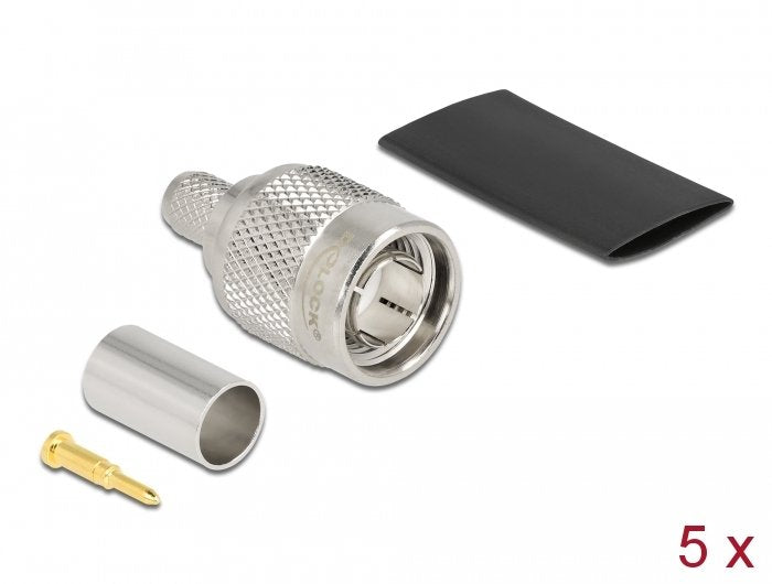 Tnc Conector Macho Para Crimpar Rg-59 Con Passendem Tubo Termorretráctil - 5 Unidades