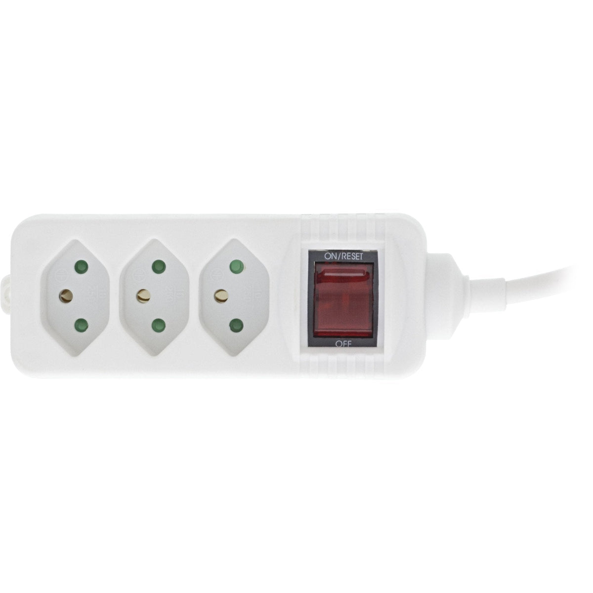 Inline® Socket Strip Switzerland, 3-Way, With Switch, 1.5m, White