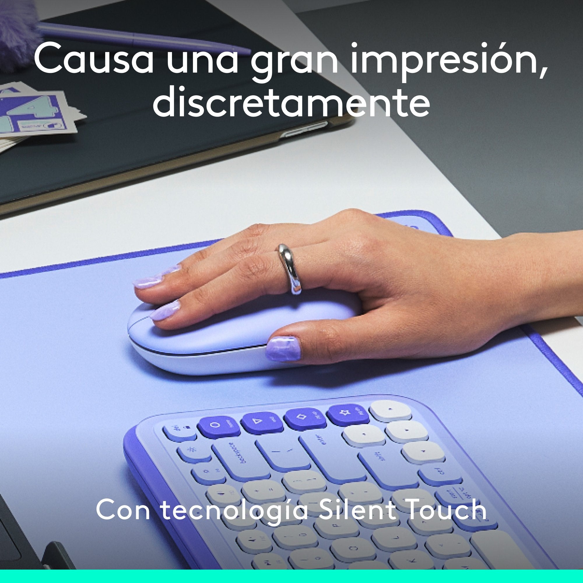 Logitech Pop Mouse, Ratón Inalámbrico Bluetooth Lila