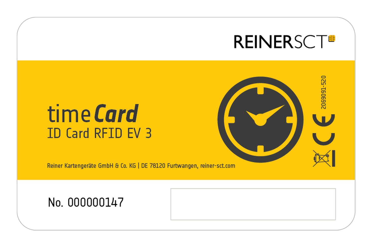 EAN 4011170085106 - Reiner SCT timeCard Premium card MIFARE DESFire EV3 etiqueta RFID Negro, Blanco, Amarillo 25 pieza(s) imagen 1