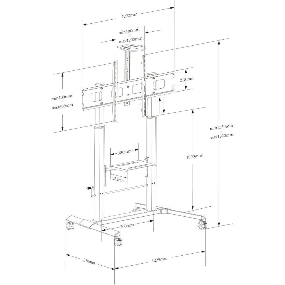 EAN 8059018364491 - Techly ICA-TR230 mueble y soporte para dispositivo multimedia Negro Panel plano Carro multimedia imagen 2