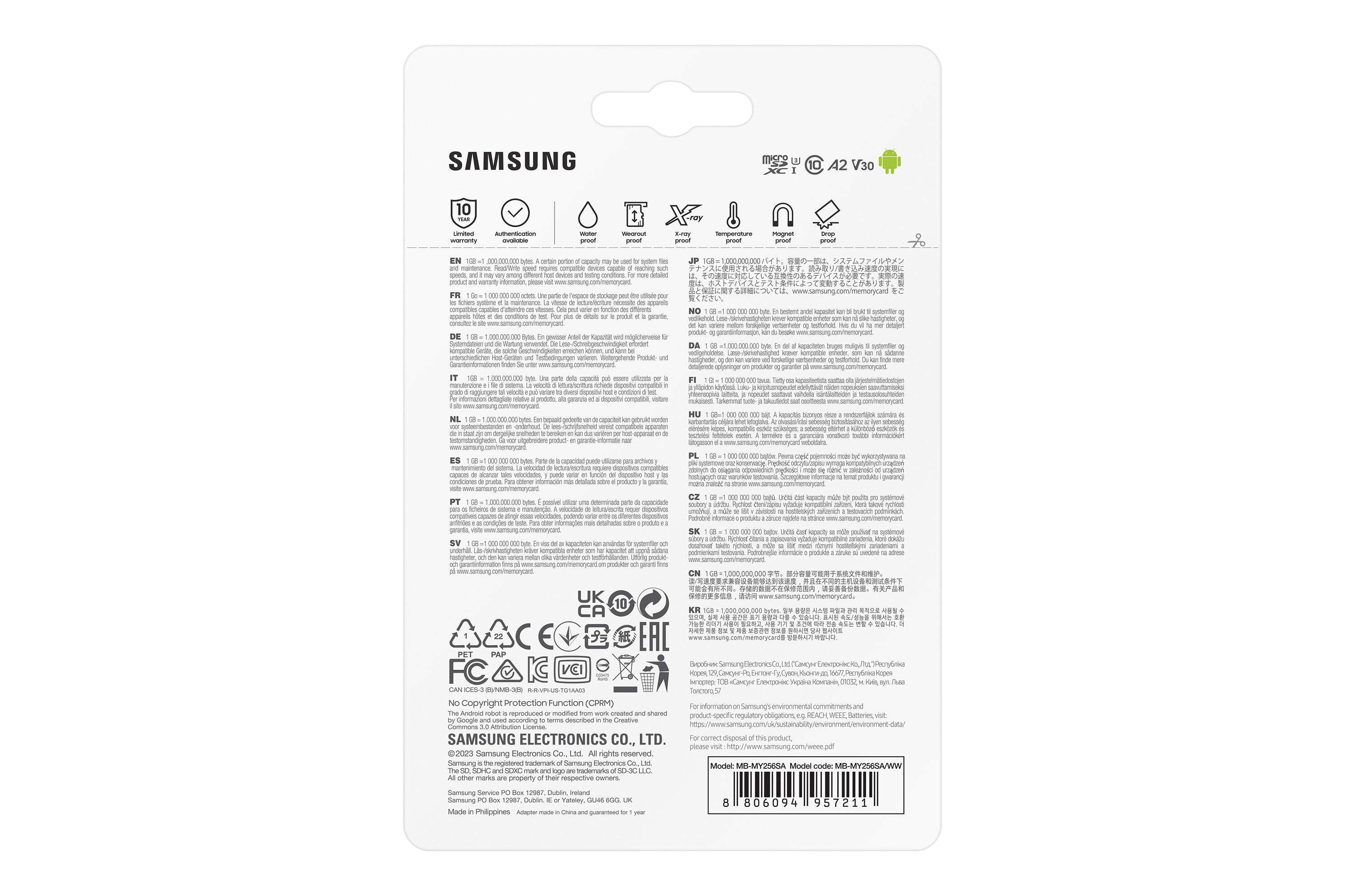 EAN 8806094957211 - Samsung MB-MY256S 256 GB MicroSDXC UHS-I imagen 9