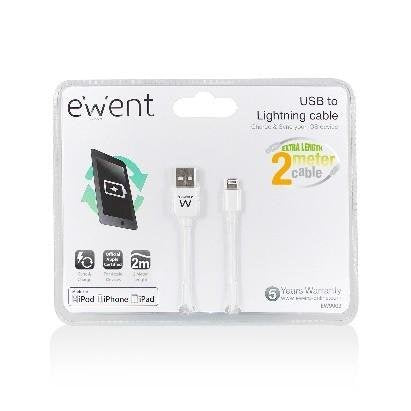 EAN 8054392612725 - Ewent EW9902 cable de conector Lightning 2 m Blanco imagen 2