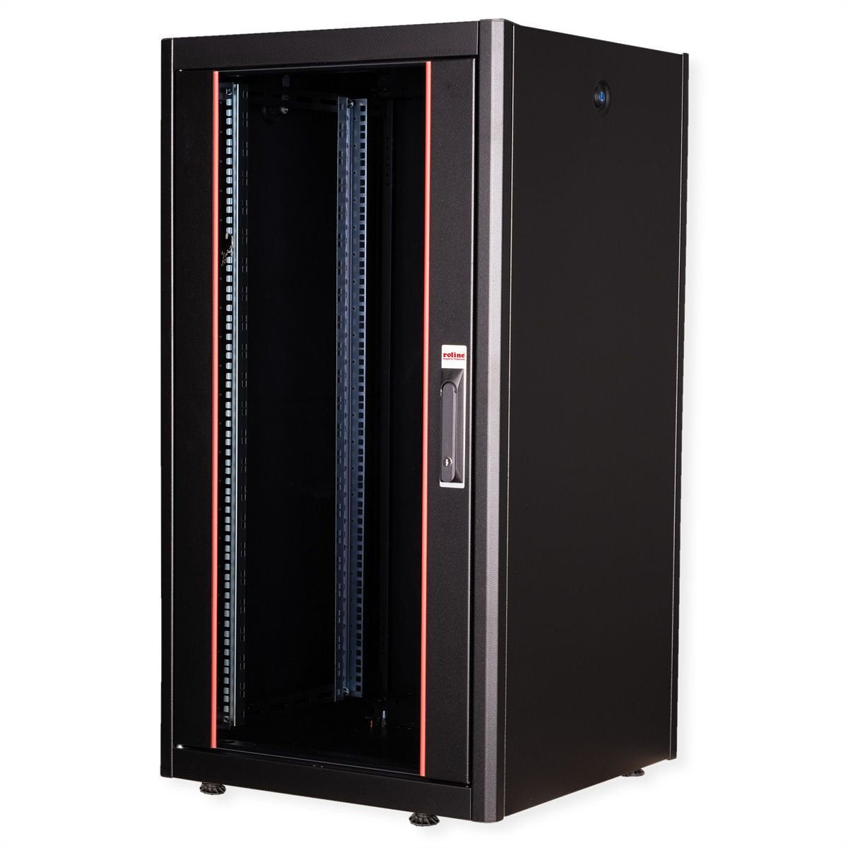 Roline 19-Zoll Netzwerkschrank Basic 22 He, 600x600 Bxt Glastr Schwarz