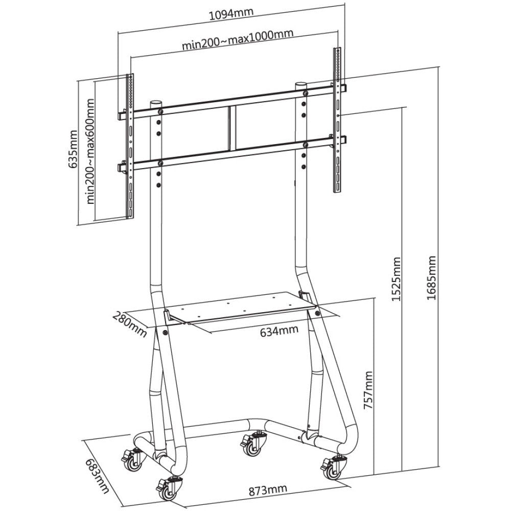 Techly Ica-Tr38 Soporte Para Pantalla De Señalización 2,67 M (105") Negro