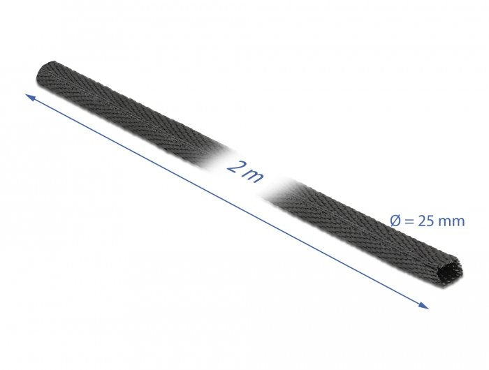 Tubo Termorretráctil De Tela Delock 2 Mx 25 Mm Tasa De Contracción 2: 1 Negro