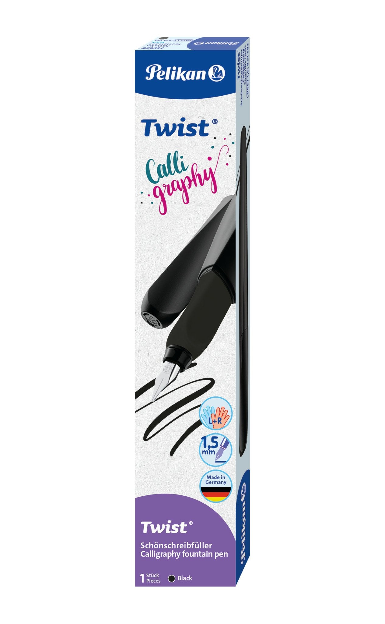 EAN 4012700824585 - Pelikan Twist Calligraphy pluma estilográfica Sistema de carga por cartucho Negro 1 pieza(s) imagen 1