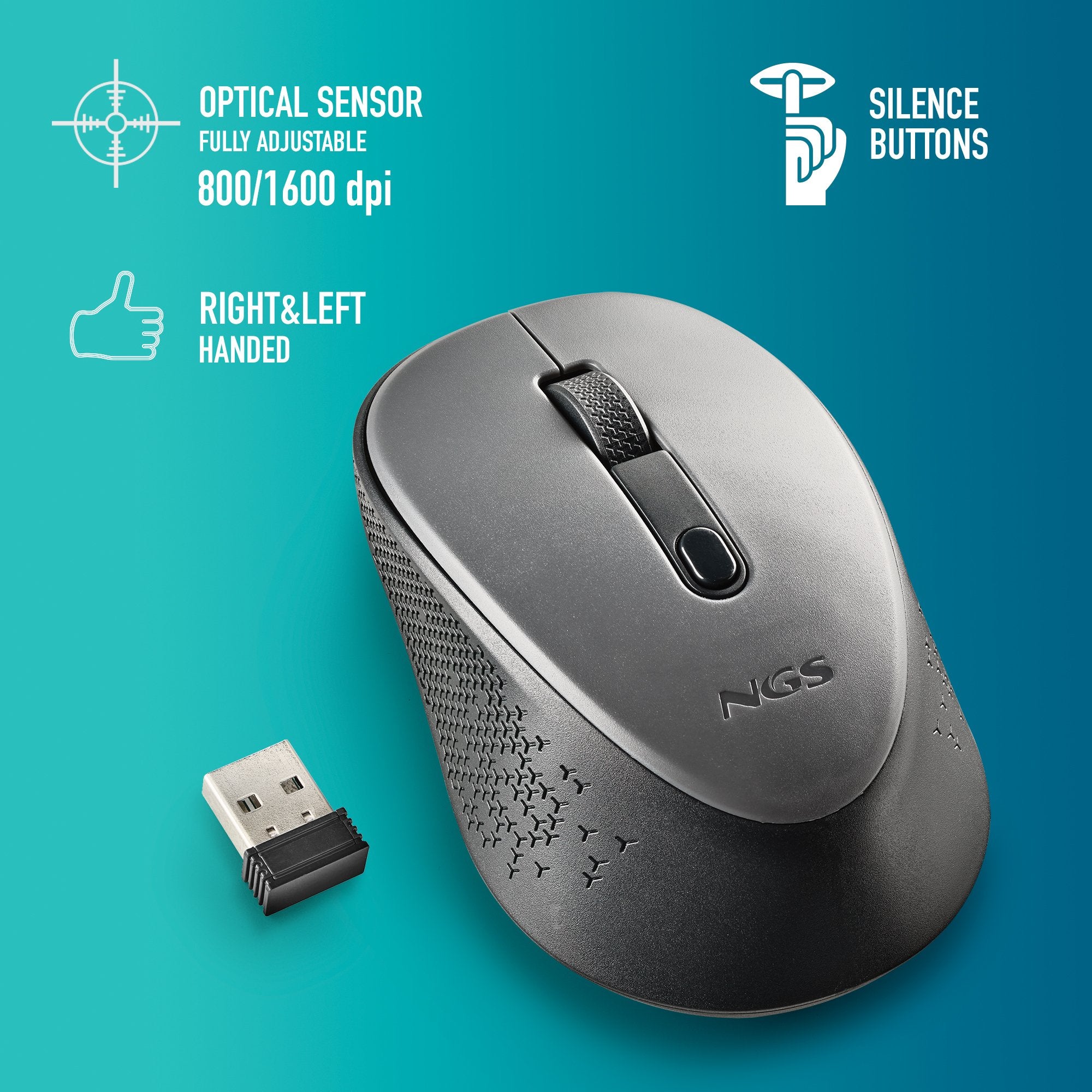EAN 8435430623925 - NGS DEW ratón Oficina Ambidextro RF inalámbrico Óptico 1600 DPI imagen 6