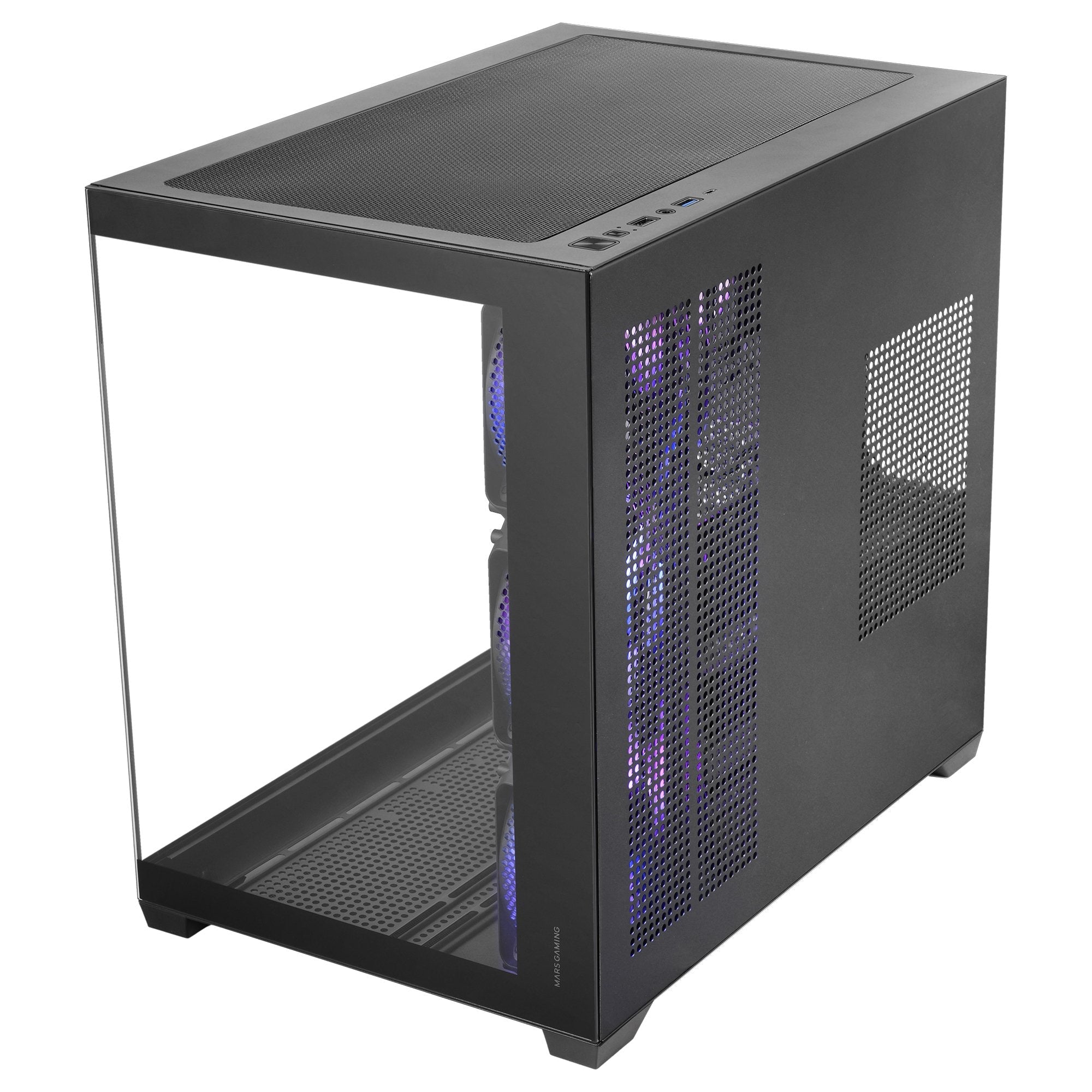 Caja Pc Atx Mars Gaming Mcv5 Cristal Templado Panoramico Argb Gpu 416mm Negra