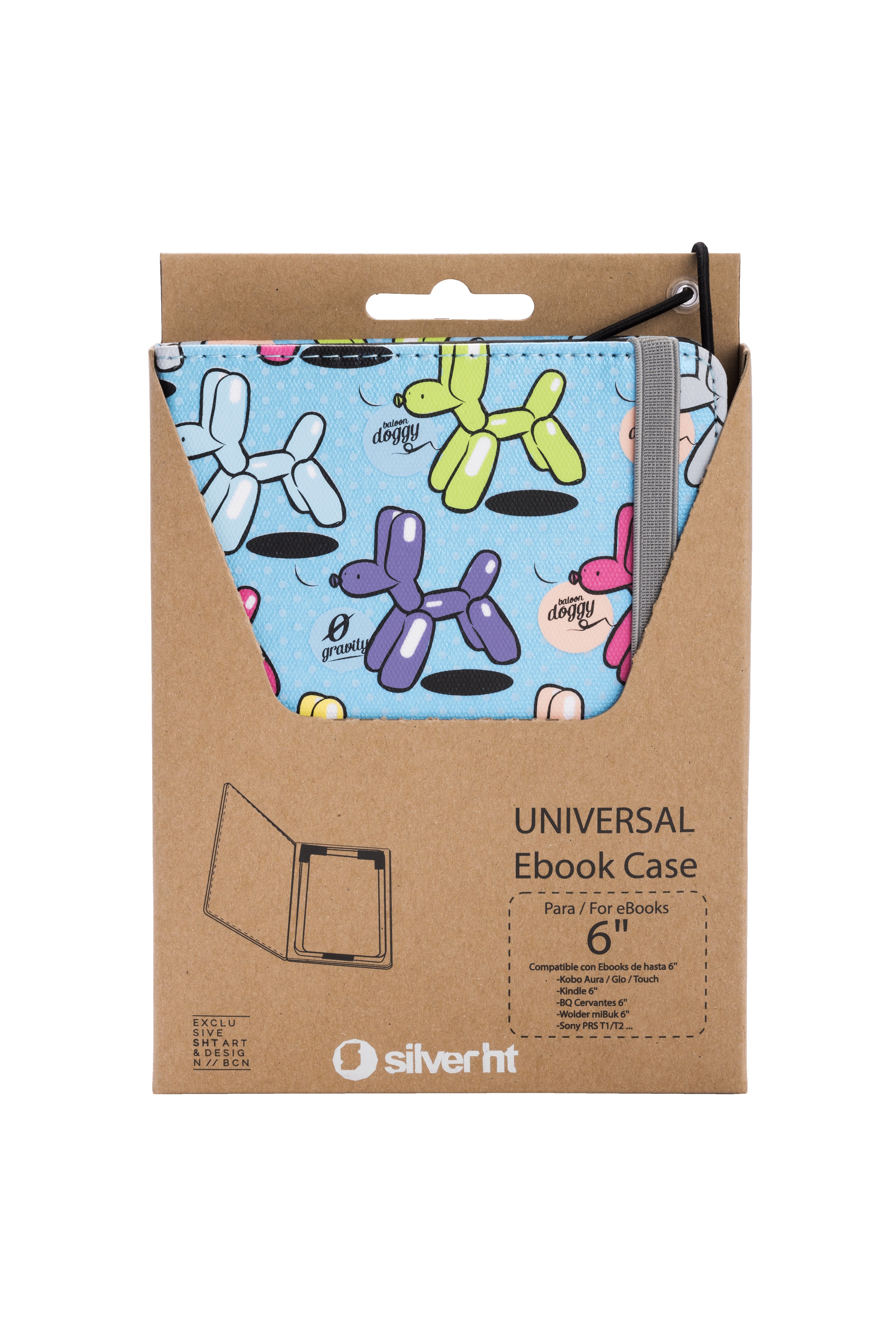 Funda Universal Silver Ht Para Ebook 6" Case Ballons Blue Metal