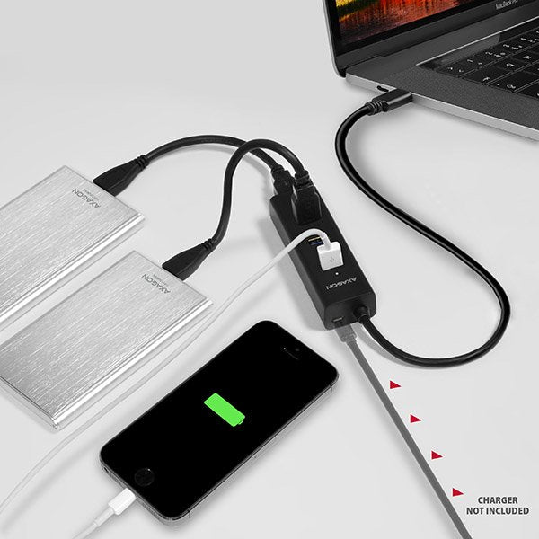 Hub 4-Portowy Hue-S2c Usb 3.2 Gen 1 Charging Hub, 40cm Usb-C Kabel, Microusb Dodatkowe Zasilanie