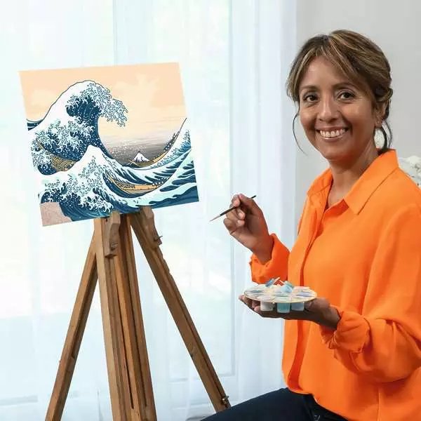 Colección Ravensburger Creart Art - La Gran Ola (Hokusai), Pintura 23690