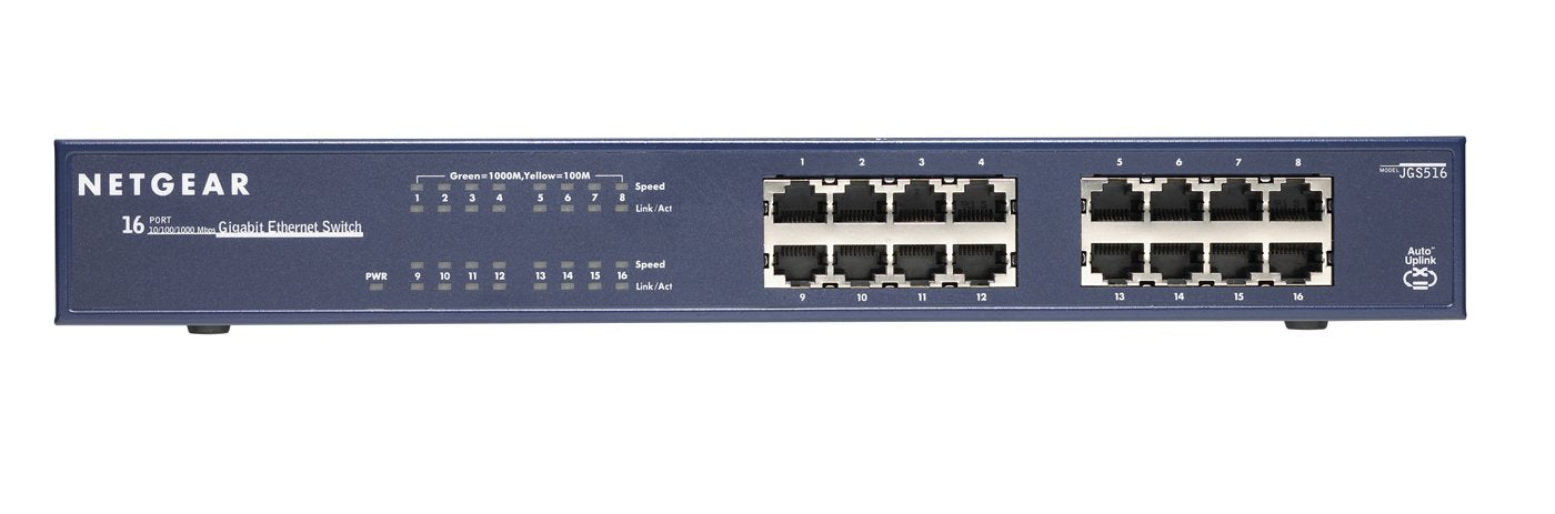 Netgear Jgs516, 20 ?S, No Administrado, Azul, 330 X 207 X 43 Mm, Alámbrico, 0 - 55 °C