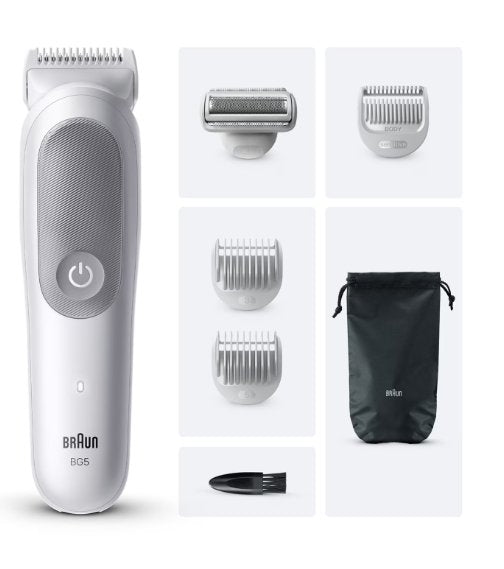 Braun Bg 5550, Cortapelo Corporales Impermeables Para Hombre + Accesorios