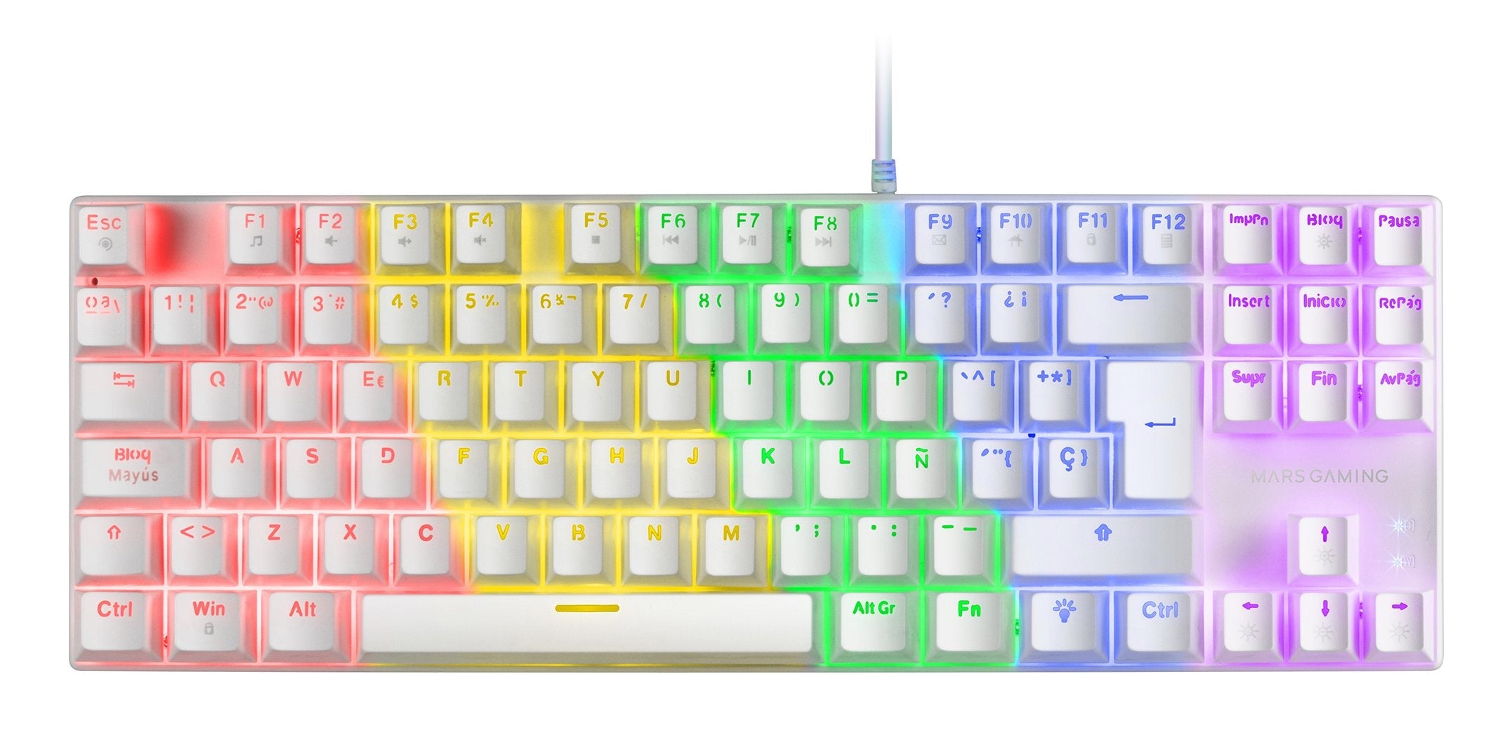 Mars Gaming Mk80 Teclado Gaming Mecanico - Compacto Tkl - Iluminacion Rgb - Teclas Imborrables - Switches Antipolvo -