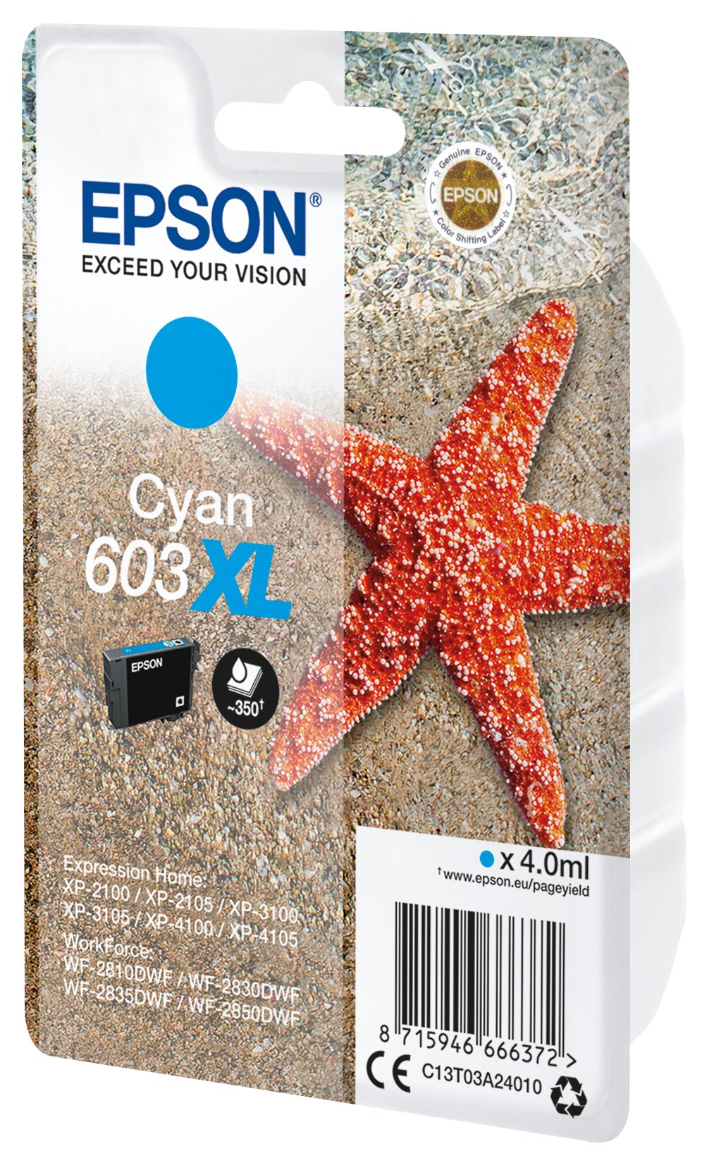 EAN 8715946666372 - Epson C13T03A24010 cartucho de tinta 1 pieza(s) Original Alto rendimiento (XL) Cian imagen 1